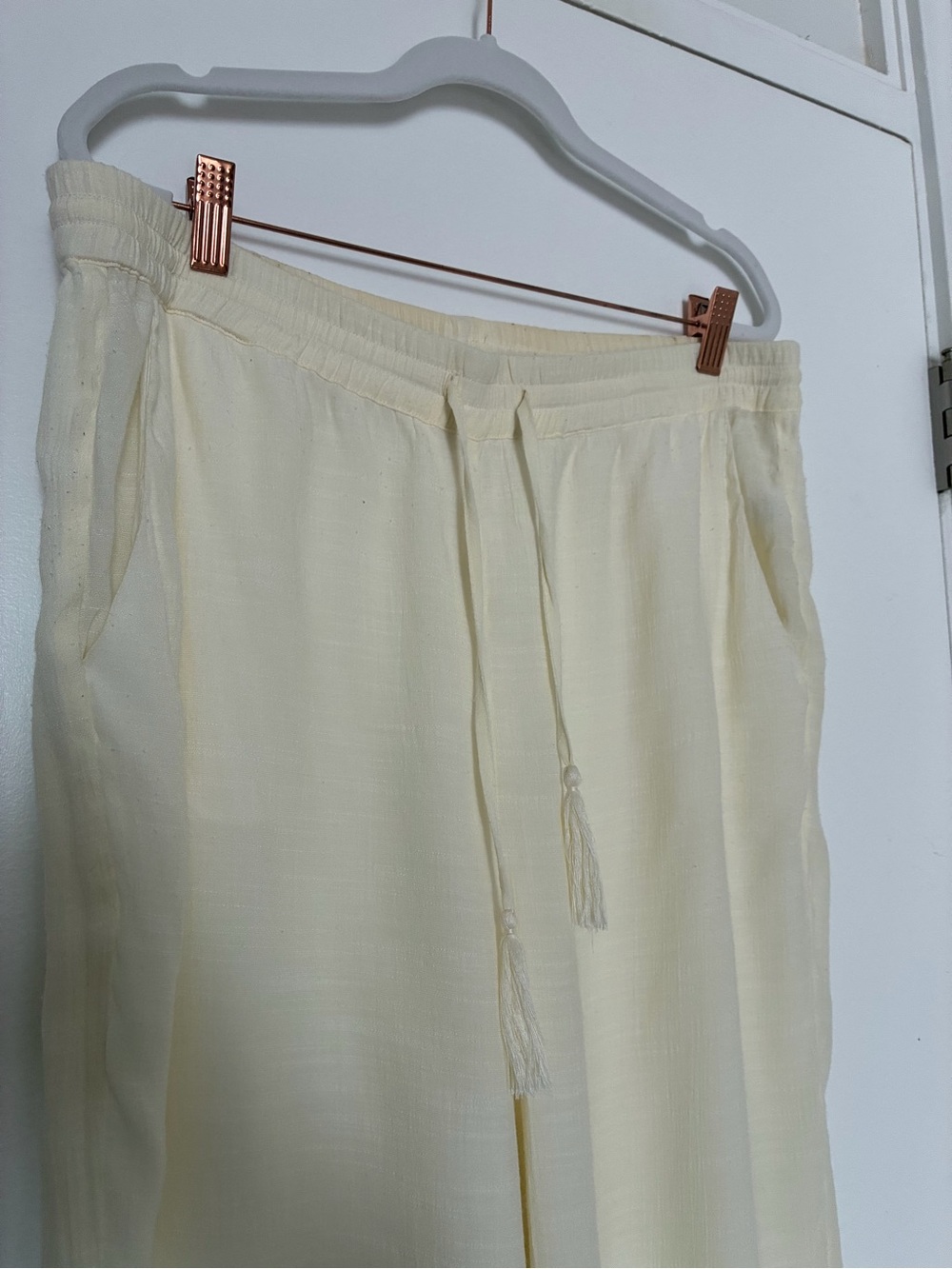Monday Swimwear Ivory Tahiti Pants Wide Leg Cream Drawstring Beach Wear (XL) - Picture 3 of 8